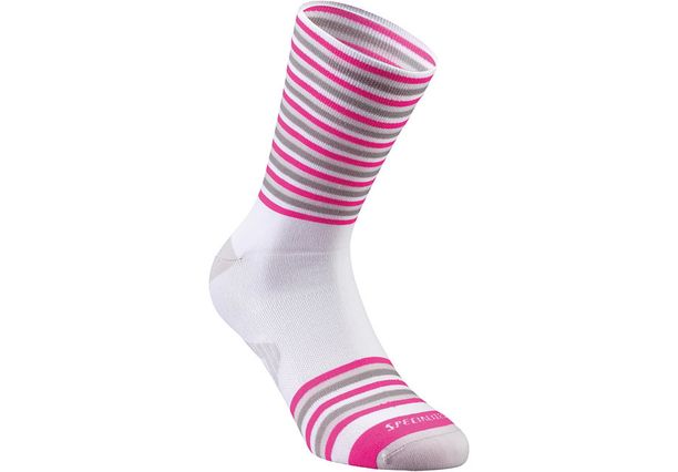 Ponožky Specialized FULL STRIPE SOCK WHITE/LIGHT GREY/NEON P veľ. LINK