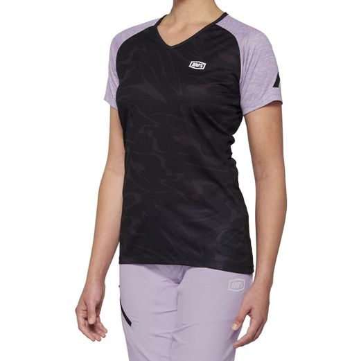 Voľný dres 100% AIRMATIC Women's Ss Jersey Black/Lavender veľ. M